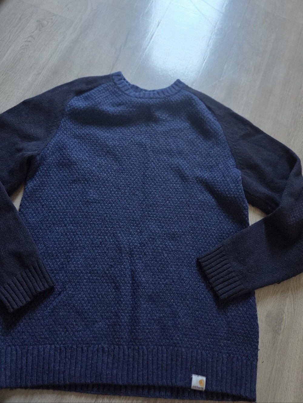 Carhartt Navy Textured Body with Blue Raglan Sleeve Sweater
